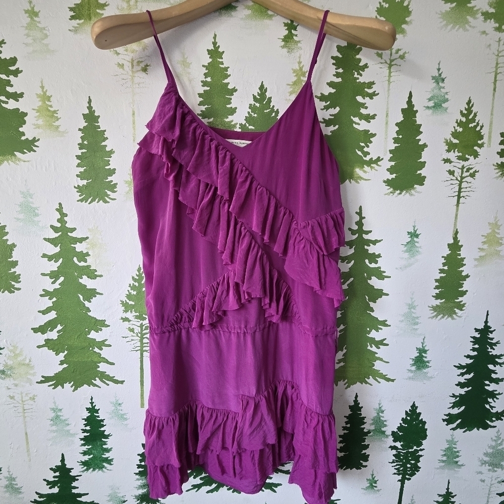Banana Republic Silk Ruffled Purple Dress